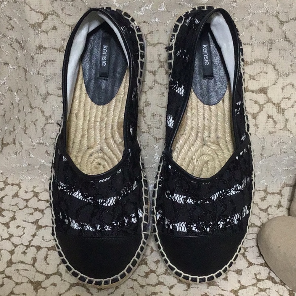 Kenzie Black White Espadrilles Sz 10 - Picture 2 of 7